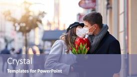  Presentation with valentines - Amazing PPT theme having happy-couple-celebrating-valentines-day backdrop and a ocean colored foreground