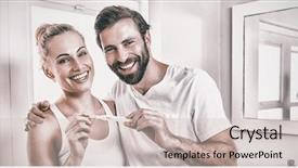  Presentation with pregnancy - Slide deck enhanced with happy couple checking pregnancy test background and a soft green colored foreground