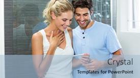  Presentation with pregnancy - Cool new slide deck with happy couple checking pregnancy test in bathroom backdrop and a light blue colored foreground