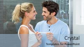  Presentation with pregnancy - PPT layouts enhanced with happy couple checking pregnancy test background and a light blue colored foreground