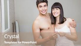  Presentation with pregnancy - Presentation theme enhanced with couple checking results of pregnancy background and a coral colored foreground
