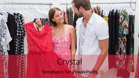  Presentation with happy new year 2022 - Beautiful slide set featuring happy couple choosing new clothes backdrop and a  colored foreground