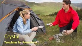  Presentation with camping - Beautiful presentation design featuring  backdrop and a  colored foreground