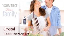  Presentation with vegan food - Presentation theme featuring happy couple cooking together - man and woman in their kitchen at home preparing dinner - vegetable salad diet dieting healthy vegetarian food vegan family cooking together at home background and a lemonade colored foreground