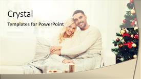  Presentation with christmas holidays - PPT layouts with happy couple covered with plaid background and a  colored foreground