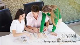  Presentation with green building materials - Cool new slide set with happy couple discussion building materials backdrop and a soft green colored foreground