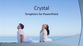  Presentation with yoga - Beautiful presentation design featuring happy couple doing yoga beside backdrop and a light blue colored foreground