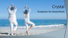  Presentation with yoga - Slide deck enhanced with happy couple doing yoga beside background and a light blue colored foreground