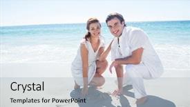  Presentation with sand heart - Theme having happy couple drawing heart shape background and a  colored foreground