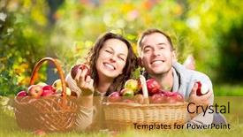  Presentation with fall food - Beautiful presentation featuring happy couple eating organic apples backdrop and a gold colored foreground
