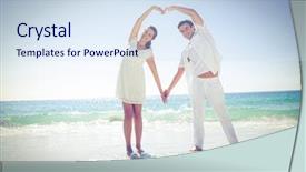  Presentation with clouds in heart shape - Theme having happy couple forming heart shape background and a sky blue colored foreground