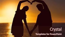  Presentation with hands heart - Presentation theme having happy couple forming heart shape background and a wine colored foreground