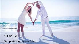  Presentation with hands the shape of a heart - Presentation theme enhanced with happy couple forming heart shape background and a light blue colored foreground