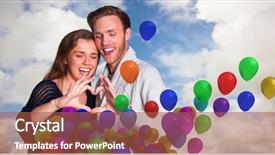  Presentation with heart clouds - Cool new slides with happy couple forming heart with hands against blue sky with white clouds backdrop and a red colored foreground