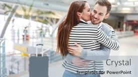  Presentation with couple kiss - Colorful PPT theme enhanced with happy-couple-gives-a-kiss backdrop and a light blue colored foreground