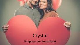  Presentation with balloons - Cool new slides with happy couple handmade paper heart and red balloons backdrop and a red colored foreground