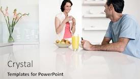  Presentation with breakfast - Amazing slides having happy-couple-having-breakfast backdrop and a sky blue colored foreground