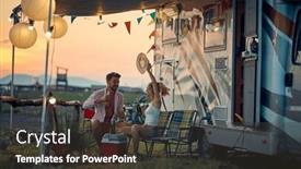  Presentation with camping - Presentation theme consisting of happy-couple-having-fun-camping background and a dark gray colored foreground