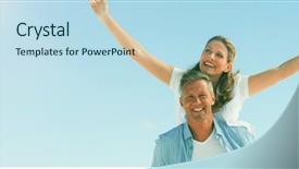  Presentation with fun - Audience pleasing slide deck consisting of happy couple having fun backdrop and a sky blue colored foreground