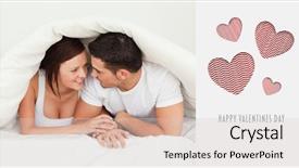  Presentation with valentines - Presentation theme having happy couple hiding under a blanket against cute valentines message background and a lemonade colored foreground