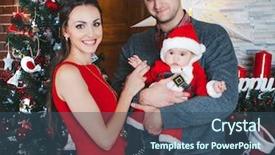  Presentation with happy new year - Presentation theme consisting of happy couple hold their baby background and a ocean colored foreground