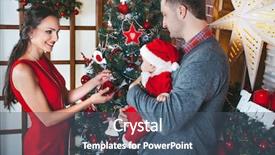  Presentation with new baby - Colorful presentation theme enhanced with happy couple hold their baby backdrop and a ocean colored foreground