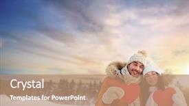  Presentation with valentines day - Theme consisting of happy couple holding blank red background and a coral colored foreground