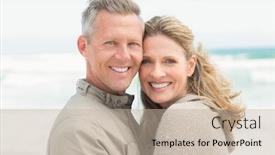  Presentation with beach - Cool new PPT theme with happy couple holding each other at the beach backdrop and a mint green colored foreground