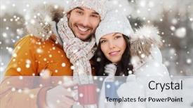  Presentation with loving hearts love heart candy - Slide deck consisting of happy couple holding hot tea background and a sky blue colored foreground