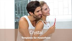  Presentation with diabetes and teeth - Audience pleasing slide deck consisting of happy couple hugging while brushing teeth in bathroom backdrop and a coral colored foreground