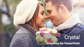  Presentation with software engineering picture - Presentation design enhanced with picture showing happy couple hugging with flowers in the city background and a tawny brown colored foreground