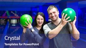  Presentation with bowling - Presentation theme consisting of happy couple in a bowling background and a navy blue colored foreground