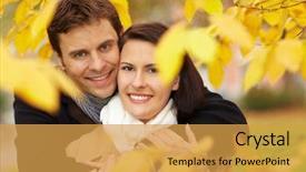  Presentation with broad - Colorful slide deck enhanced with happy couple in fall backdrop and a yellow colored foreground
