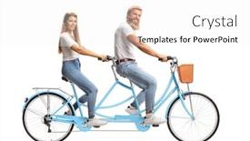  Presentation with bicycle - Slides enhanced with happy-couple-in-matching-outfits background and a white colored foreground