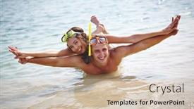  Presentation with scuba diving - Presentation theme consisting of happy-couple-in-scuba-diving background and a soft green colored foreground