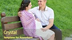  Presentation with green city - Cool new presentation with happy couple in summer city backdrop and a tawny brown colored foreground