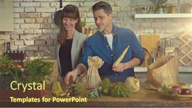  Presentation with grocery - Theme featuring happy-couple-in-the-kitchen background and a tawny brown colored foreground
