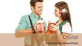  Presentation with bavaria - Slide set having happy-couple-in-traditional-costume background and a coral colored foreground