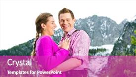  Presentation with hanbok the traditional korean dress - PPT layouts featuring happy couple in traditional dress background and a purple colored foreground