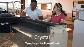  Presentation with petrol station - Presentation theme enhanced with happy-couple-interacting-with-each background and a gray colored foreground