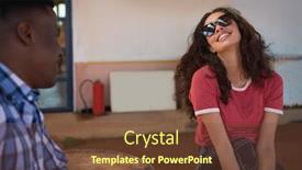  Presentation with petrol station - Amazing PPT theme having happy-couple-interacting-with-each backdrop and a tawny brown colored foreground