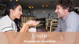  Presentation with cafeteria - PPT layouts enhanced with happy-couple-interacting-with-each background and a  colored foreground