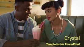  Presentation with milkshake - Colorful presentation enhanced with happy-couple-looking-at-each backdrop and a tawny brown colored foreground