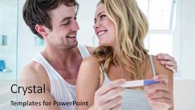  Presentation with pregnancy - Colorful presentation design enhanced with happy couple looking at pregnancy backdrop and a coral colored foreground