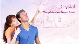  Presentation with upwards - PPT layouts enhanced with happy couple looking upwards against painted sky background and a pink colored foreground