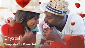  Presentation with garden - Amazing PPT layouts having happy couple lying in garden together smelling flowers against valentines message backdrop and a tawny brown colored foreground