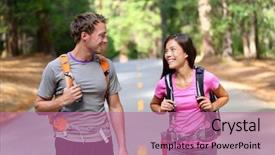  Presentation with yosemite - PPT theme consisting of happy couple of hikers hiking talking together cheerful and fresh young active multiracial couple in outdoor activity hike in yosemite national park california usa asian woman caucasian man background and a coral colored foreground