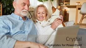  Presentation with seniors - Slides with happy-couple-of-seniors-best background and a coral colored foreground