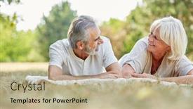  Presentation with seniors - Presentation with happy-couple-of-seniors-lies background and a mint green colored foreground