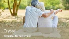  Presentation with seniors - Beautiful presentation theme featuring happy-couple-of-seniors-sitting backdrop and a coral colored foreground